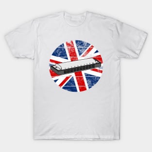 Harmonica UK Flag Britain Harmonicist British Musician T-Shirt